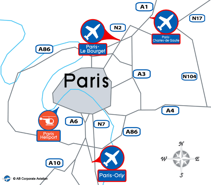 carte des aéroports de Paris