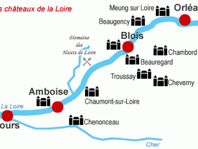 Vol en hélicoptère Châteaux de la Loire - Carte - avec le service de vols à la demande AB Corporate Aviation