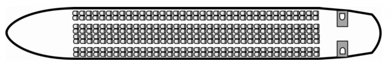 Plan d'aménagement intérieur de la cabine de Airbus A330, grande capacité, aménagement de la cabine : avion de ligne, nombre max. de passagers : 361, avec équipage, destiné à la location pour des vols à la demande en avion de ligne.