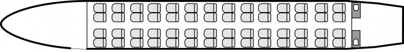 Plan d'aménagement intérieur de la cabine de Boeing MD 83 VIP, long courrier, , nombre max. de passagers : 60, avec équipage : 2 pilotes et 3 hôtesses ou stewards, destiné à la location pour des vols à la demande en jet d'affaire.