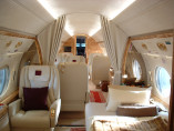 Gulfstream v flying interior cabin, jet privé de luxe