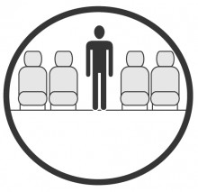 Schéma de la section de la cabine présentant la hauteur disponible pour un passager de Bombardier Regional Jet CRJ, disponible à la location pour des vols à la demande en avion de ligne.